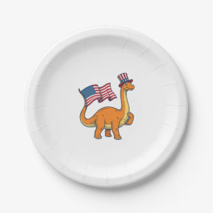 Patriotic Dinosaur Flag Vintage Engraving Shirt_1 Paper Plate