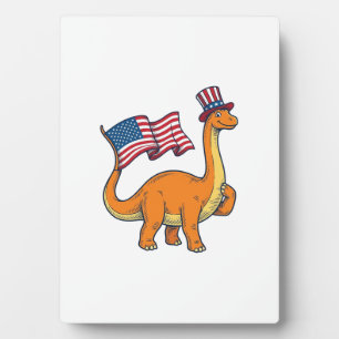 Patriotic Dinosaur Flag Vintage Engraving Shirt_1 Plaque