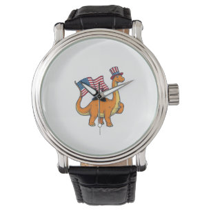 Patriotic Dinosaur Flag Vintage Engraving Shirt_1 Watch