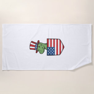 Patriotic Dinosaur Pocket Vintage Shirt Design_1 Beach Towel