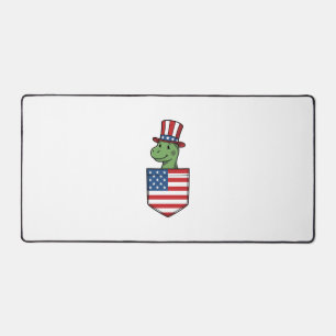 Patriotic Dinosaur Pocket Vintage Shirt Design_1 Desk Mat