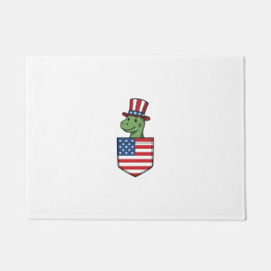 Patriotic Dinosaur Pocket Vintage Shirt Design_1 Doormat
