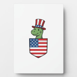 Patriotic Dinosaur Pocket Vintage Shirt Design_1 Plaque