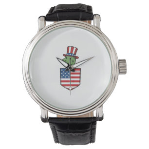 Patriotic Dinosaur Pocket Vintage Shirt Design_1 Watch