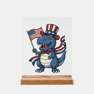 Patriotic Dinosaur Vintage Vector Shirt Design_1 Acrylic Sign