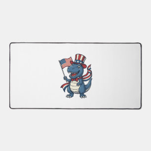 Patriotic Dinosaur Vintage Vector Shirt Design_1 Desk Mat