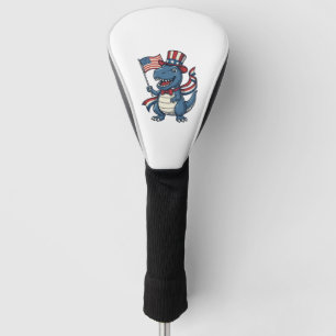 Patriotic Dinosaur Vintage Vector Shirt Design_1 Golf Head Cover