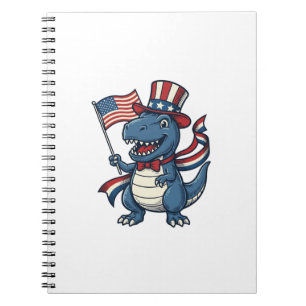 Patriotic Dinosaur Vintage Vector Shirt Design_1 Notebook