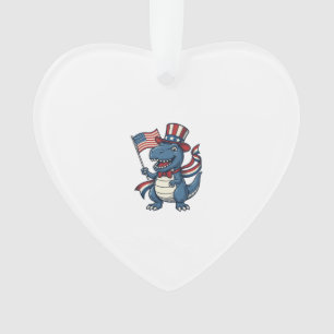 Patriotic Dinosaur Vintage Vector Shirt Design_1 Ornament