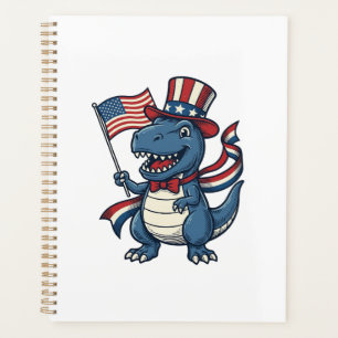 Patriotic Dinosaur Vintage Vector Shirt Design_1 Planner