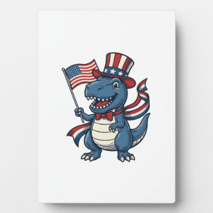 Patriotic Dinosaur Vintage Vector Shirt Design_1 Plaque