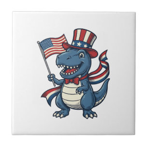 Patriotic Dinosaur Vintage Vector Shirt Design_1 Tile