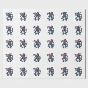 Patriotic Dinosaur Vintage Vector Shirt Design_1 Wrapping Paper