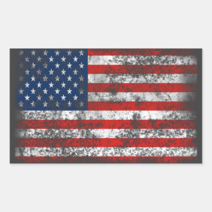 Patriotic Distressed American Flag Rectangular Sticker