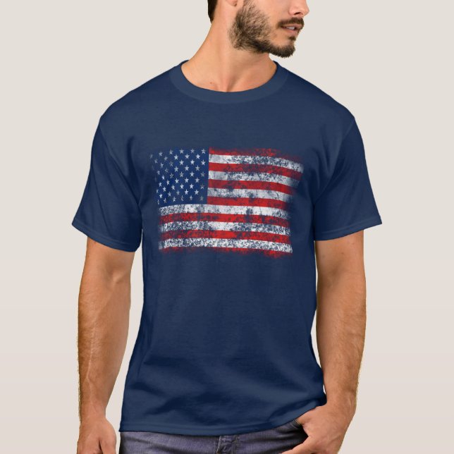 Patriotic Distressed American Flag T-Shirt (Front)