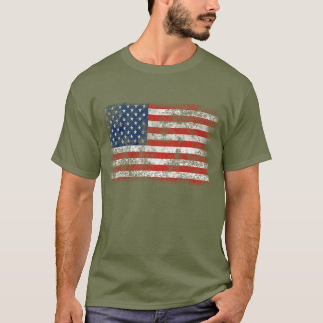 Patriotic Distressed American Flag T-Shirt (Front)