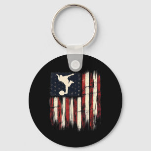 Patriotic Distressed Flag Gift For Men Kids Bowlin Key Ring