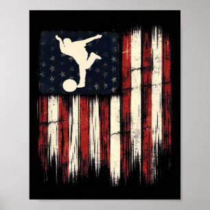 Patriotic Distressed Flag Gift For Men Kids Bowlin Poster
