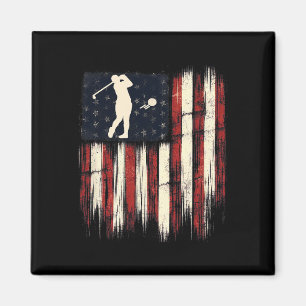Patriotic Distressed Flag Gift For Men Kids Golf  Magnet