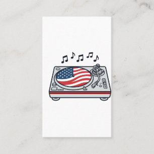 Patriotic DJ Turntable Music Vintage Shirt Design_ Business Card