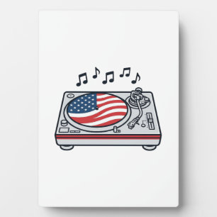 Patriotic DJ Turntable Music Vintage Shirt Design_ Plaque