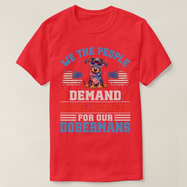 Patriotic Doberman Dog T-Shirt (Design Front)