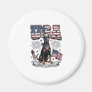 Patriotic Doberman USA Vintage Engraving Shirt Des Magnet
