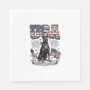 Patriotic Doberman USA Vintage Engraving Shirt Des Napkin