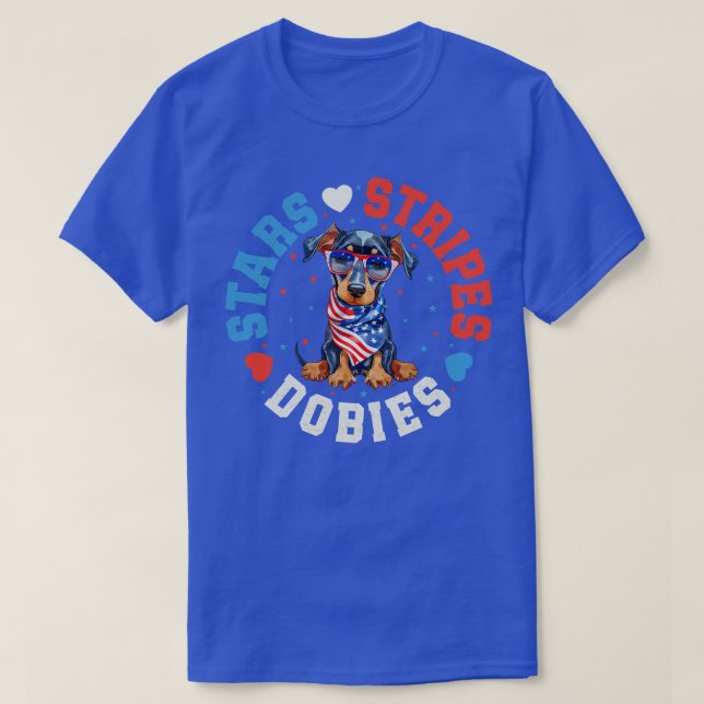Patriotic Dobie Dog T-Shirt (Design Front)