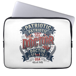 Patriotic Doctor 4th of July Vintage Shirt Design_ Laptop Sleeve