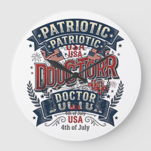 Patriotic Doctor 4th of July Vintage Shirt Design_ Large Clock