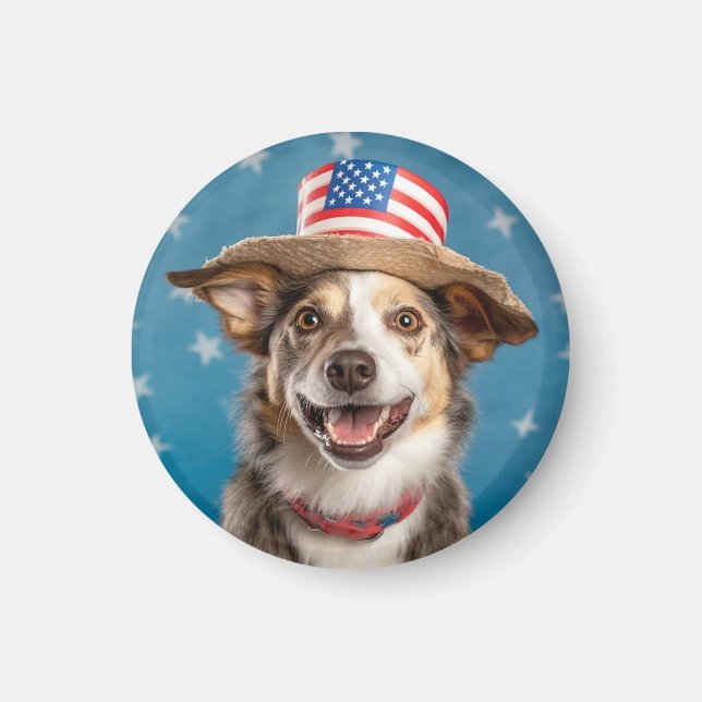 Patriotic Dog American style citizen voting 2024 Magnet (Front)