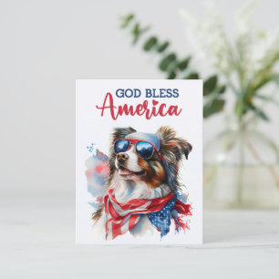 Patriotic Dog-Australian Shepherd 4th of July Card