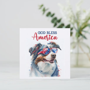 Patriotic Dog-Australian Shepherd 4th of July Card