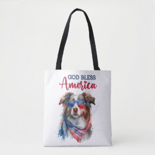 Patriotic Dog-Australian Shepherd Tote Bag