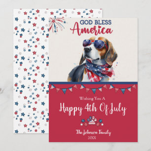 Patriotic Dog- Beagle 4th of July Card