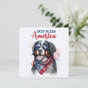 Patriotic Dog-Bernese 4th of July Card