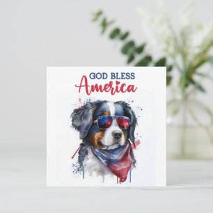 Patriotic Dog-Bernese 4th of July Card