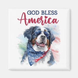 Patriotic Dog- Bernese Magnet