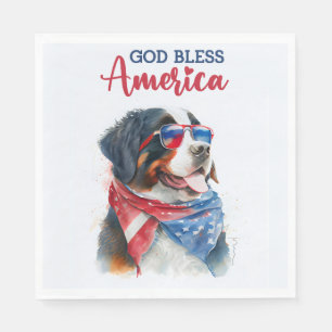 Patriotic Dog-Bernese Napkin