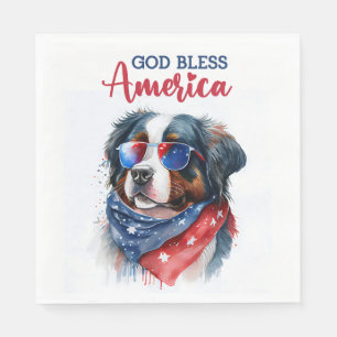 Patriotic Dog-Bernese Napkin