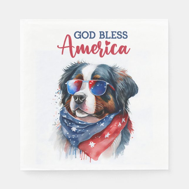 Patriotic Dog-Bernese Napkin (Front)