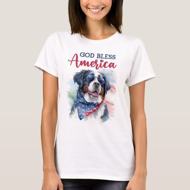Patriotic Dog-Bernese T-Shirt (Front)