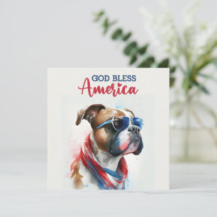 Patriotic Dog-Boxer 4th of July Card