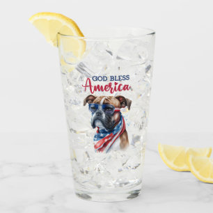 Patriotic Dog-Boxer Glass