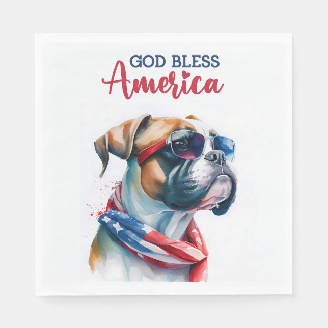 Patriotic Dog-Boxer Napkin (Front)