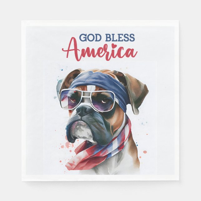 Patriotic Dog-Boxer Napkin (Front)