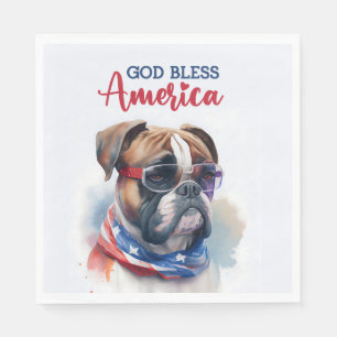 Patriotic Dog-Boxer Napkin