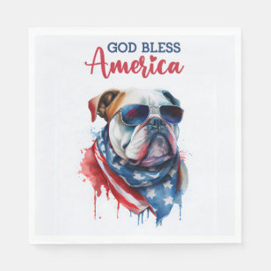 Patriotic Dog-Bulldog Napkin