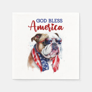 Patriotic Dog-Bulldog Napkin
